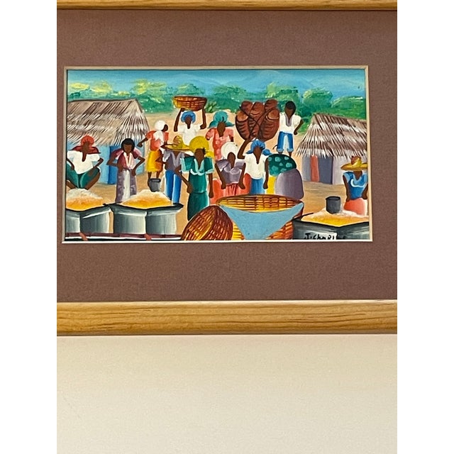 1980s Haitian Miniature Oil Signed Framed Matted For Sale In Savannah - Image 6 of 11