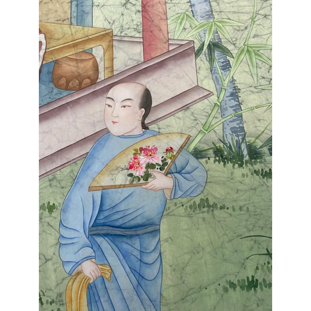 Textile W36"*h90"/Panel, a Set of 18th Century Vintage Style Hand-Painted Chinoiserie Silk Wallpaper, Chinoiserie Panels , No Frame For Sale - Image 7 of 12