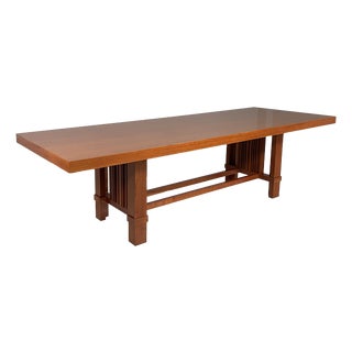 Mid-Century Modern Italian Wood 608 Taliesin 2 Dining Table by Frank Lloyd Wright for Cassina, 1980s For Sale