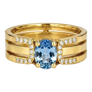 Split Shank Oval Topaz Engagement Silver, Gold Ring, Size 9.5
