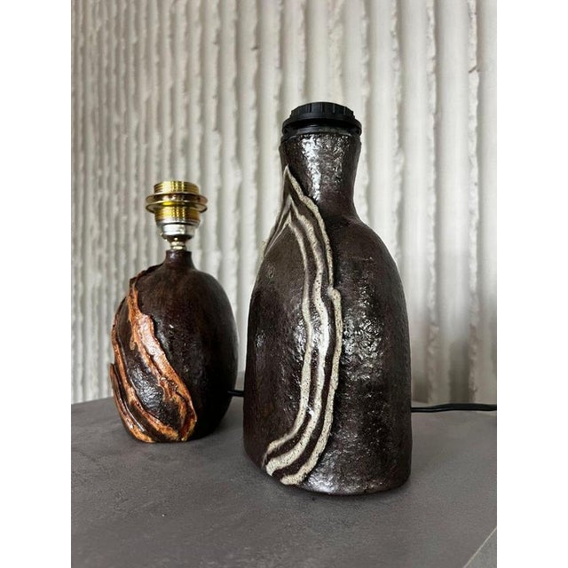 1970s Handmade Ceramic Table Lamps, 1970s, Set of 2 For Sale - Image 5 of 8