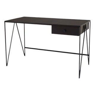 Large Black Desk with Natural Linoleum Drawer from &New For Sale