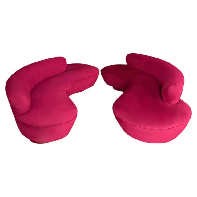 Iconic pair of Mid-Century Modern Vladimir Kagan serpentine curvy cloud sofas for Directional, circa 1970's. These highly...