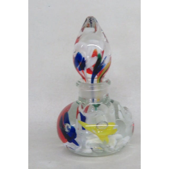 Joe St Clair Art Glass Rainbow Floral Paperweight Perfume Cologne Bottle For Sale - Image 4 of 11