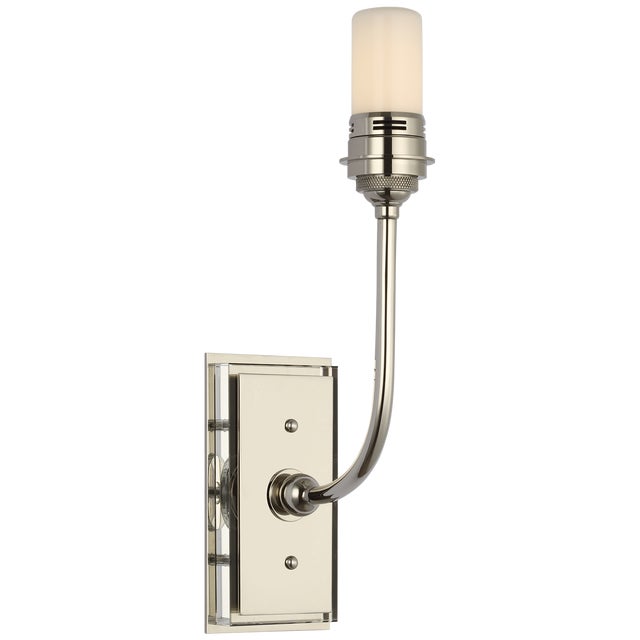Silver Thomas O'Brien for Visual Comfort Signature Hulton 17" Cordless Single Sconce in Polished Nickel with Linen Shade For Sale - Image 8 of 14