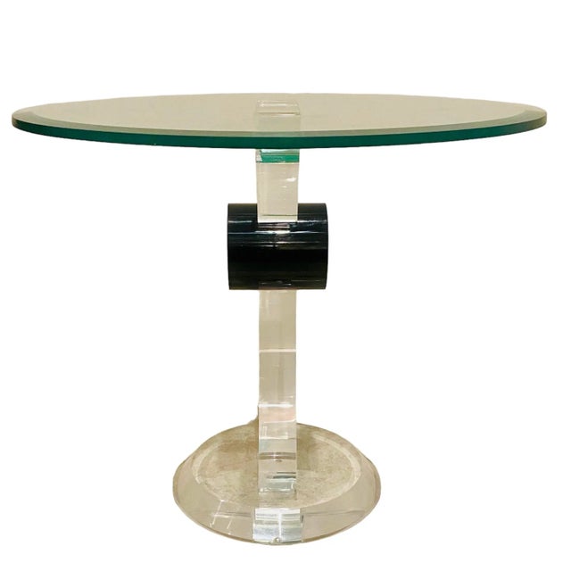 1980s Postmodern Sculptural Lucite and Glass Pedestal Side Table in the Style of Shlomi Haziza For Sale - Image 12 of 12