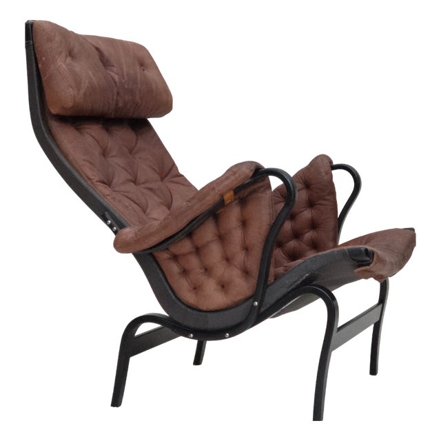 Swedish Pernilla Lounge Chair in Leather by Bruno Mathsson for Dux, 1970s For Sale