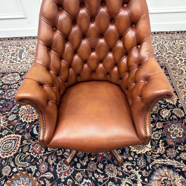 Classic English Chesterfield Director Chair For Sale - Image 6 of 8
