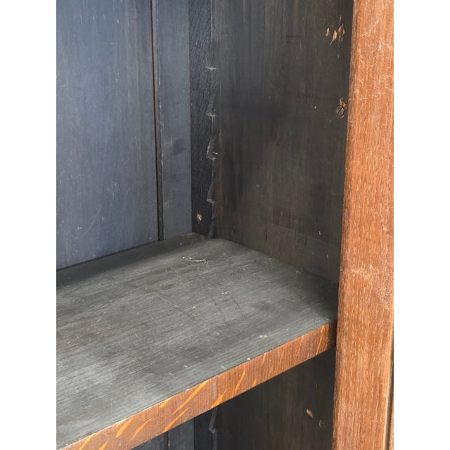 Antique Early 1900s Oak Console Cabinet With Doors, Shelves and a Marble Top For Sale - Image 17 of 18