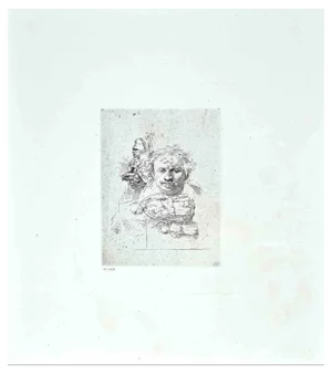 After Rembrandt, Sheet of Studies, Etching, 19th Century
