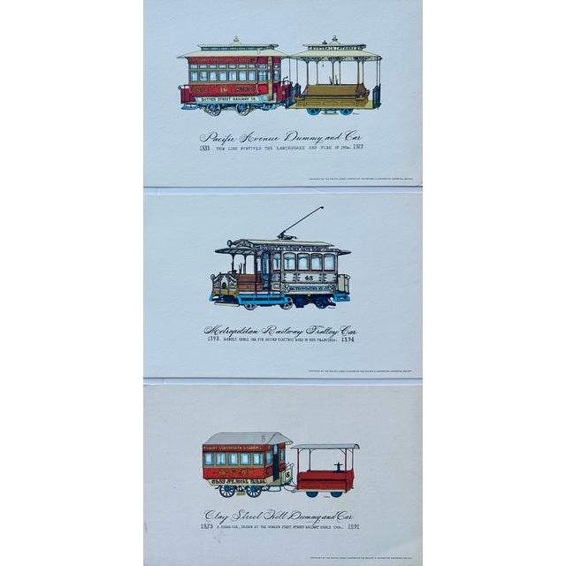 Art Deco Set of 10 Vintage San Francisco Cable Car & Streetcar Lithograph Prints — Railway & Locomotive Historical Society For Sale - Image 3 of 8