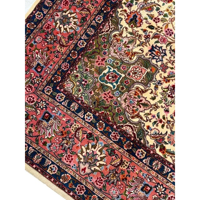 Fine Hand Knotted Vintage Tabriz Rug For Sale - Image 9 of 12