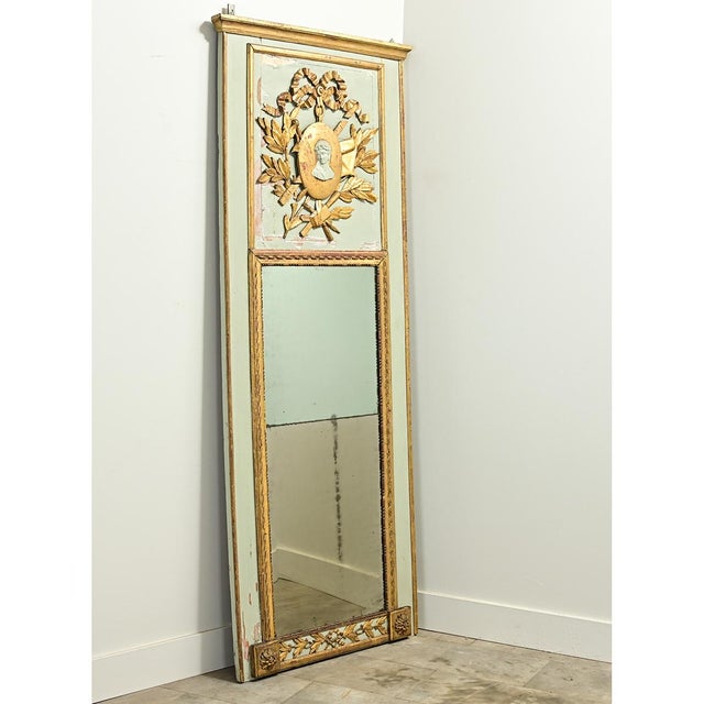 Wood French 19th Century Painted & Gilt Trumeau For Sale - Image 7 of 12