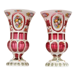 Antique Bohemian Glass Vases - A Pair