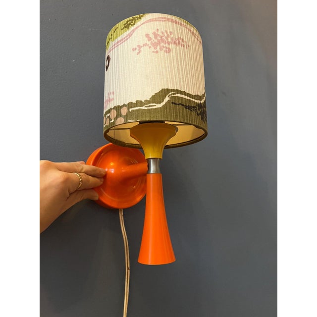 Mid-Century Space Age Orange Textile Sconce Wall Lamp For Sale - Image 6 of 11