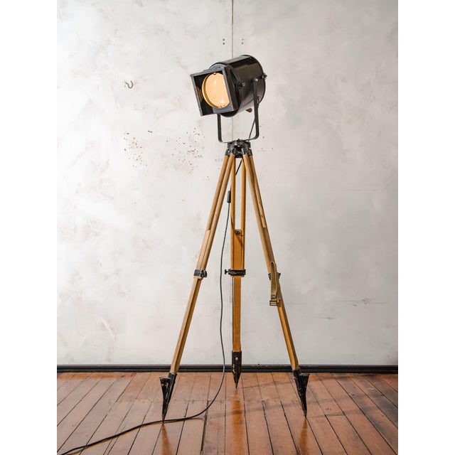 Black Vintage Industrial Theater Spotlight Floor Lamp from A.E. Cremer, 1950s For Sale - Image 8 of 18