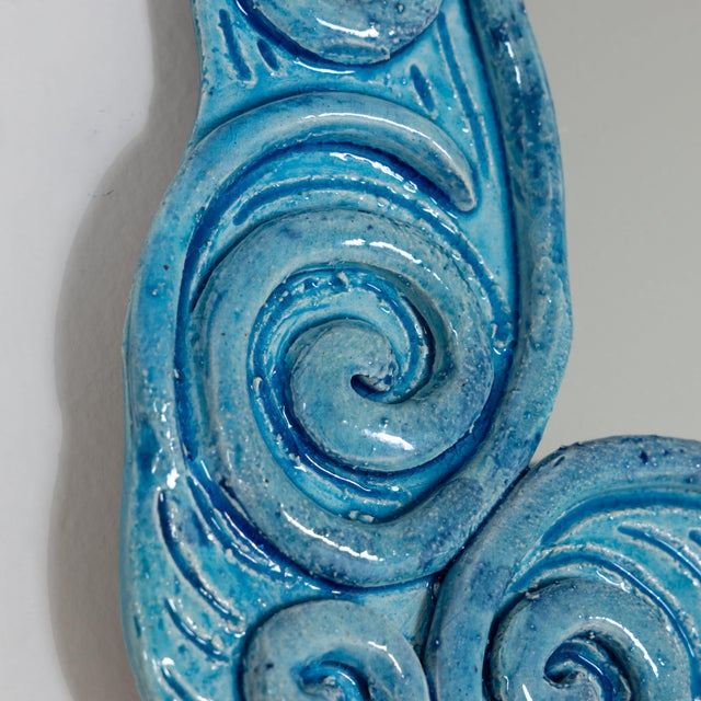Wall Mirror with Light Blue Ceramic Frame, 1970s For Sale - Image 11 of 12