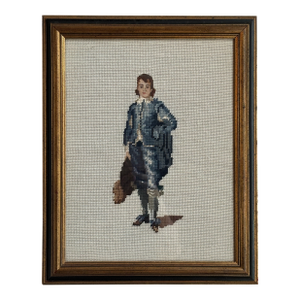 1969 Framed Needlepoint After Gainsborough's "The Blue Boy"