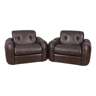 Vintage Armchairs in Brown Leather from Ceriotti, 1970s, Set of 2 For Sale