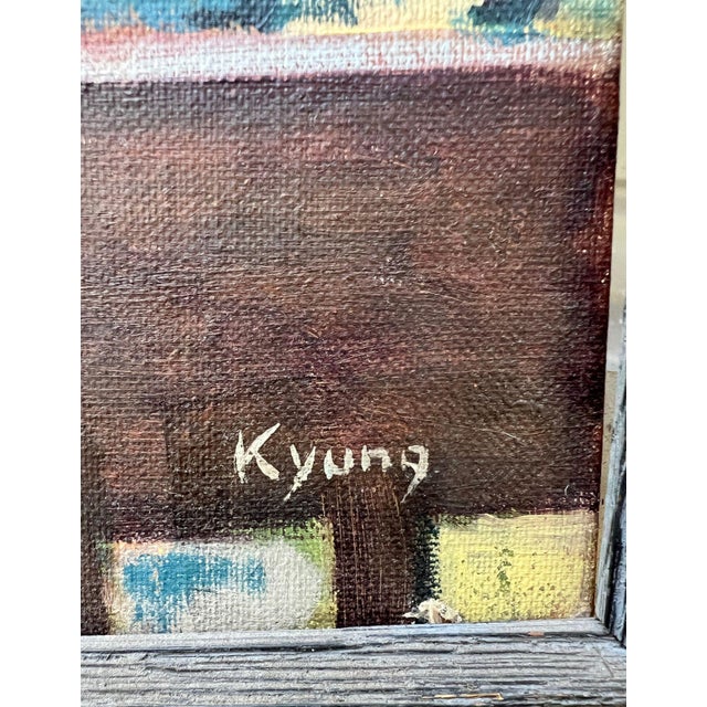 Framed European Mountain Village Oil Painting, Signed "Kyung" For Sale - Image 10 of 15