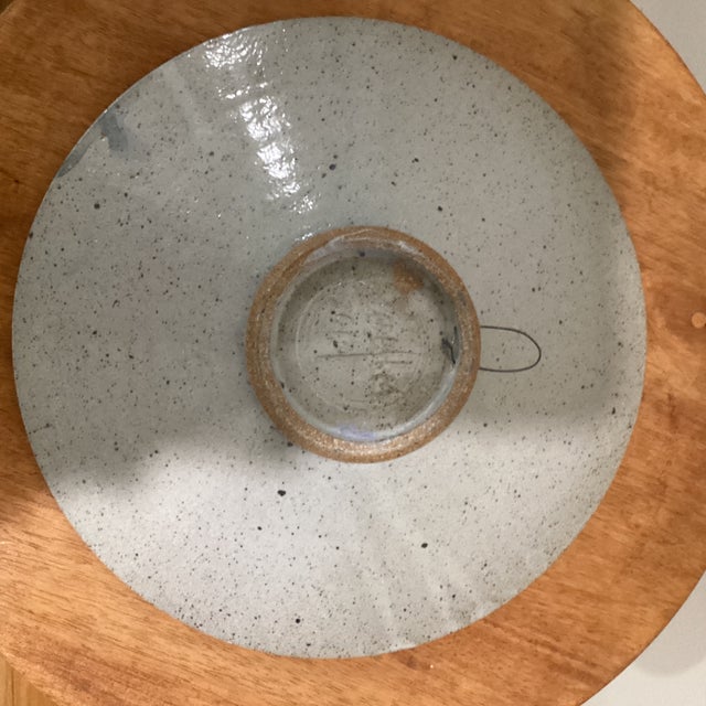 Handcrafted Art Studio Eartware Wall Decor Platter/Bowl With Raised Central Red Medallion Circa 2013 Signed For Sale - Image 10 of 12