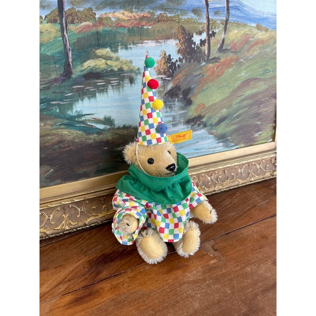 1970s Vintage Steiff Clown Teddy Bear Plush With Original Outfit and Hat, Made in West Germany.. For Sale - Image 5 of 11