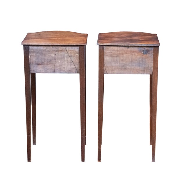 French Bowfront Nightstands or Bedside Tables of Patinated Walnut - Sold as Pair For Sale - Image 11 of 11