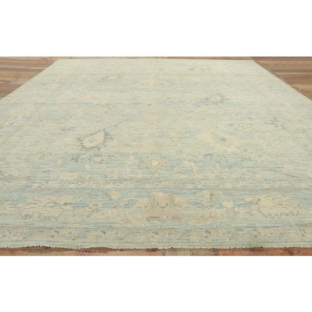 Textile Vintage Blue Modern Oushak Rug - 08'11 X 11'06 For Sale - Image 7 of 9