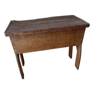 Antique Early American Primitive Pine Wood Dough Box Table Circa 1750 For Sale