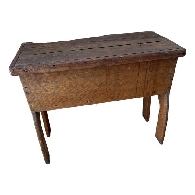 Antique Early American Primitive Pine Wood Dough Box Table Circa 1750 For Sale