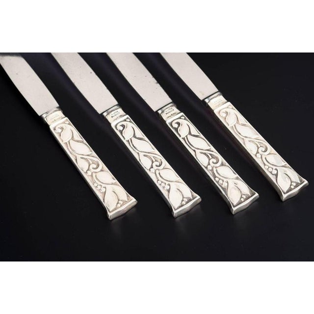 Fruit Knives in Sterling Silver and Stainless Steel by Evald Nielsen, 1930s, Set of 4 For Sale - Image 3 of 6