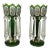 Antique Crystal Bohemian Emerald Green Enamel Pair Overlaid Lusters Candlesticks For Sale