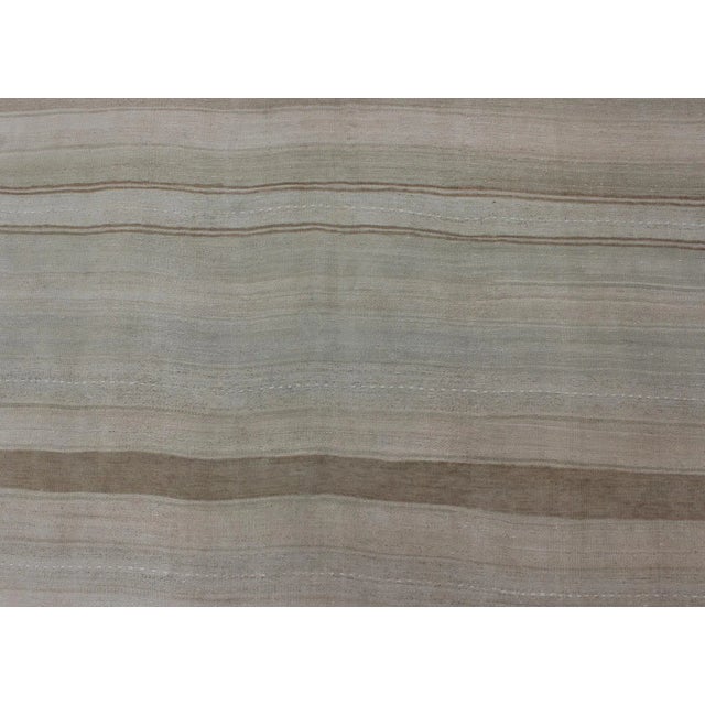 Textile Large Gallery Runner Vintage Turkish Kilim Stripes in Light Camel and Neutral Tone For Sale - Image 7 of 12