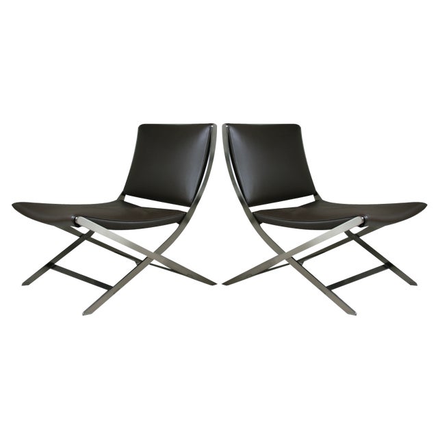 Set of Leather Model Peter Lounge Chairs attributed to Antonio Citterio for Flexform For Sale
