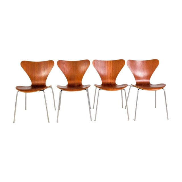Mid-Century Model 3107 Chairs in Teak by Arne Jacobsen for Fritz Hansen, Set of 4 For Sale - Image 15 of 15