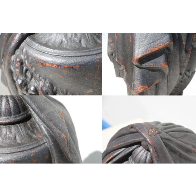 19th Century Neoclassical Cast Iron Draped Urns Finials - a Pair For Sale - Image 11 of 13