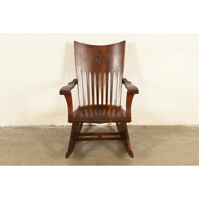 J. Dieudonné Antique Belgian Mission Oak Arts & Crafts Rocking Chair ...