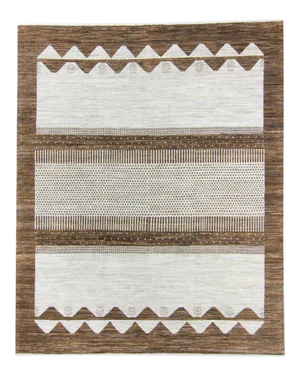 Contemporary Neutral Colors Brown Beige Tree of Life Design Large Wide Area Wool Pile Rug 1990s - 7’9.5” X 9’8”