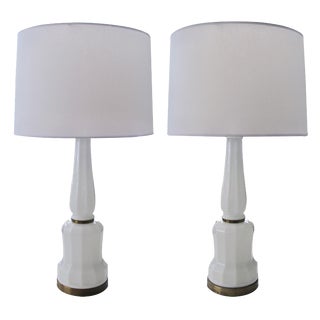 Pr of Danish White Opaline Lamps by Bing&Groendahl Heiberg - a Pair For Sale