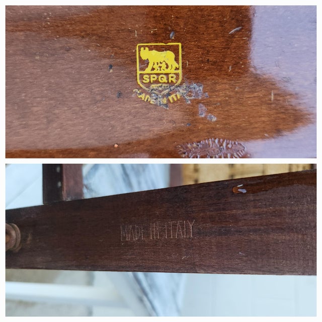 Vintage Italian Wooden Butler's Valet With Woven Rush Seat For Sale - Image 9 of 18