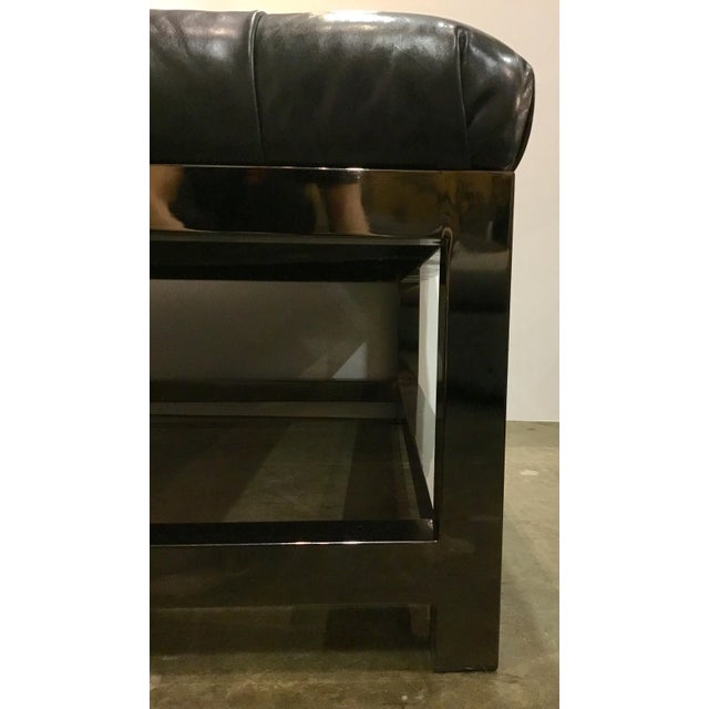 Regina Andrews Modern Black Tufted Leather Cocktail Ottoman Chairish