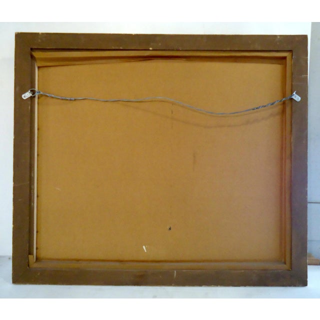 Textile 1960s Framed Mid-Century Oil Painting For Sale - Image 7 of 8