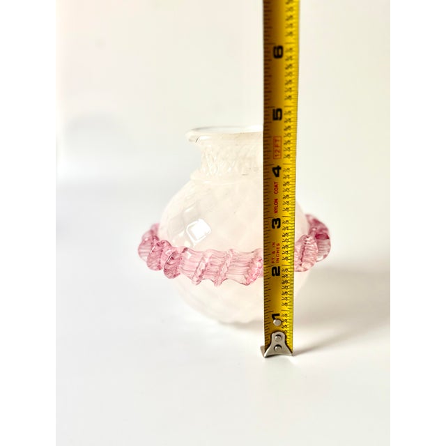 Pair Vintage Venetian Murano Opaline & Pink Cranberry Glass Chandelier Lamp Replacement Components For Sale - Image 11 of 12