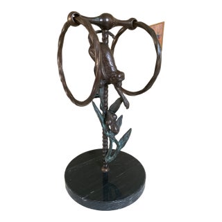 Bronze and Marble Countertop Towel Ring For Sale