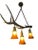 A 1950s German antler chandelier with new glass shades — rustic alpine lighting for a chalet or lodge. Wiring is as-is....