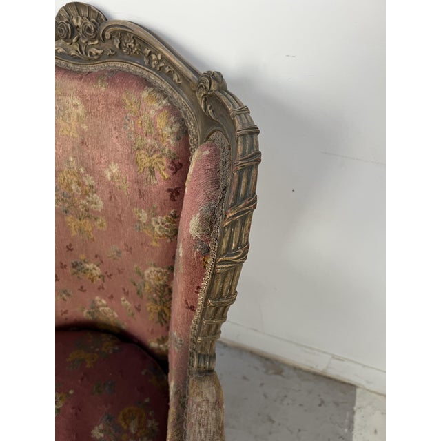 20th Century Louis XV Style Wing Chair in Patinated Beechwood For Sale - Image 11 of 18