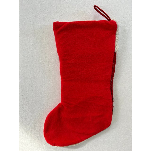 Red 21st Century Hand Hooked Dog Christmas Stocking - "Woof" For Sale - Image 8 of 9