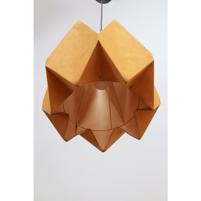 Orange Vintage Fabric Hanging Lamp, 1960s For Sale - Image 6 of 14