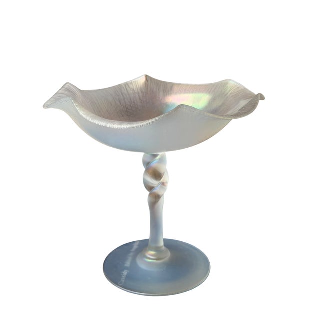 Antique Frederick Carder for Steuben Verre De Soi Iridescent Glass Compote.
