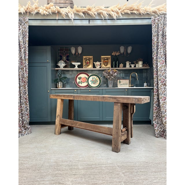 Large Antique Carpenter's Workbench in Oak, 1920s For Sale - Image 13 of 17